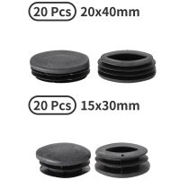 20Pcs Black Oval Plastic Plugs Grooved Caps Furniture Legs Protection Fittings for Chair Table Leg Feet Pipe Tube End Insets