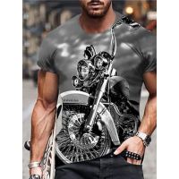 2023 Customized Fashion Mens Medium T-Shirt 3D Printing Pattern Motorcycle Round Neck Street Daily Short Sleeve Top，Contact the seller for personalized customization