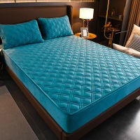 Luxury Single Queen Size Customized Velvet Bed Cover Soft Thick Coral Fleece Quilted Mattress Cover Not Including Pillowcase