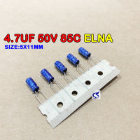 (จำนวน 5ชิ้น) คาปาซิเตอร์ 4.7UF 50V 85C ELNA SIZE 5X11MM. TAPPING ขาห่าง สีน้ำเงิน