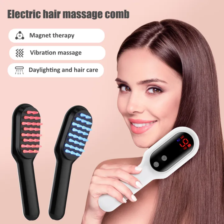 Electric Massage Comb EMS LED Light Therapy Meridian Head Scalp Massager  Hair Growth Vibrating Hair Brush USB Charging | Lazada Singapore