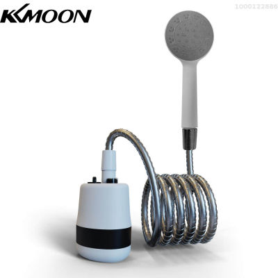 KKmoon ฝักบัวอาบน้ำแบบพกพาฝักบัวกลางแจ้งสำหรับตั้งแคมป์ไฟฟ้ามือถือฝักบัวอาบน้ำมือถือชาร์จได้ขนาดกะทัดรัด