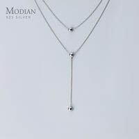 MODIAN Minimalism สามชั้นลูกปัด Y-Shape สร้อยคอผู้หญิง925เงินสเตอร์ลิง Link Chain สร้อยคอเครื่องประดับ Fine 2020 New