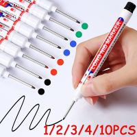 1/2/3/4/10Pcs Woodworking Pens Long Head Markers Pen Waterproof Black Oily Marker Pen for Bathroom Ceramic Tile Glass Wood Metal