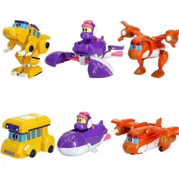 Newest Abs Min Deformation Gogo Dino Action Figures Rex Transformation Car  Airplane Motorboat Crane Dinosaur Toys For Kids