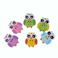 30PCs Wooden Sewing Buttons Scrapbooking Owl Mixed Two Holes Retro 25 x 20mm Costura Botones Decorate bottoni botoes Haberdashery