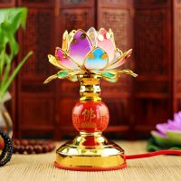 2021Buddhist Colorful Lotus Lamp Holy Buddha Lamp Solemn Religious Ceremony Worship Buddha Lamp Temple Decoration Exorcism Lamp