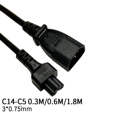 【High-quality】 1.8M 3*0.75Mm Square C14-C5 IEC320 C14ปลั๊กตัวผู้เป็นตัวเมีย C5สายต่อสายไฟอะแดปเตอร์สายไฟ10A/250V