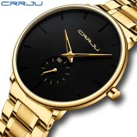 {Miracle Watch Store} CRRJU นาฬิกาผู้ชายสแตนเลสสตีลผู้ชาย39; S นาฬิกาข้อมือลำลองหรูกันน้ำสำหรับผู้ชายควอตซ์ Relogio Masculino