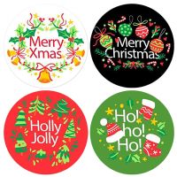 500 Labels Per Roll Round Kraft Merry Christmas Stickers seal label Christmas Decoration Stickers Stationery Sticker Stickers Labels