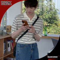 Suikone เสื้อยืดผู้ชายเสื้อโปโลวางกลับแฟชั่นวัยเยาว์เทรนด์แขนสั้นใหม่