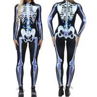 [COD] 2022 new cross-border skeleton printing cosplay costume adult tight long-sleeved