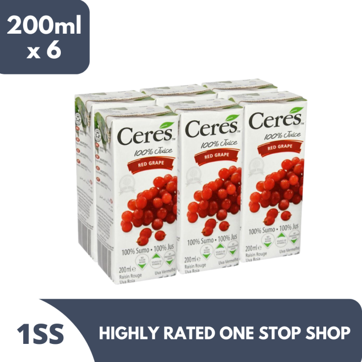 Ceres 100 Fruit Juice, Red Grape 200ml x 6 Lazada PH