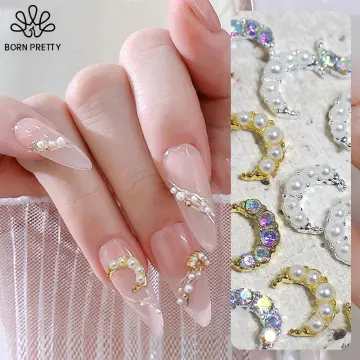 10pcs Hollow Heart Pearl Nail Art Ornaments Rhinestones Jewelry Love Pearls  Gems DIY Nail Decorations Manicure