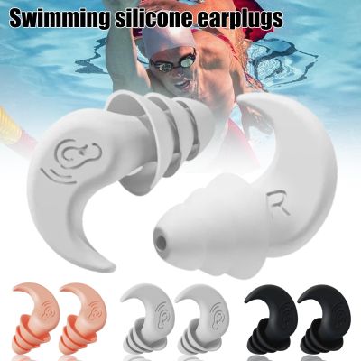 ℡ Anti Noise Reduction Silicone Earplugs Waterproof Swimming Ear Plugs For Sleeping Diving Surf Soft Comfort Natation Ear Protecto