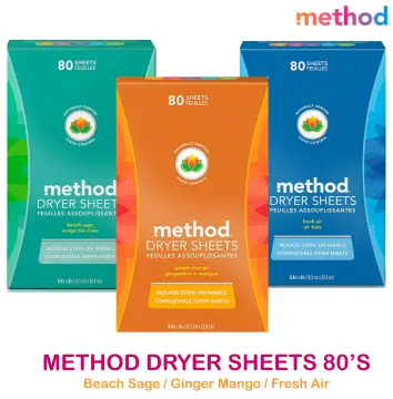 method  Dryer Sheets, Beach Sage, 80 ct