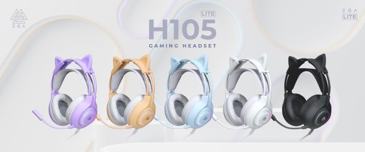ega-lite-type-h105-หูฟังเกมมิ่ง-gaming-headset-หูฟังแมว-สีพาลเทลสดใส-ถอดหูได้-สาย-usb-2-0