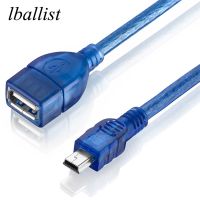 lballist Mini 5Pin OTG Mini 5P Male to USB Female Extension Cable M/F Dual Shielding(Foil Braided) High Speed 30cm 50cm