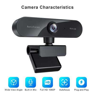 ZZOOI Autofocus 1080P Web Camera  HD Webcam with Microphone  USB Computer Camera  90-degree FOV  Plug and Play  for Zoom/Skype/Teams