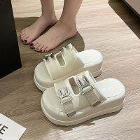 【July】 High-end thick-soled heightened slippers women can outside fashion 2023 summer new net red hot style sandals non-slip