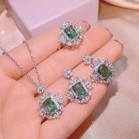 New Jewelry Set for Womens Color Gorgeous Color AAAA Zircon Necklace Earrings Adjustable Ring Wedding Bridal Jewelry Set 【BYUE】