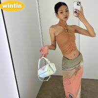 Wintin European and American Style 2023 Summer New Womens Clothing Sexy Hot Girl off-Shoulder Pleated Halter Tube Top Sleeveless Vest