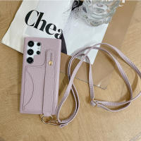 เคสโทรศัพท์สายรัดข้อมือ Crossbody สำหรับ Samsung Galaxy S23 S22อัลตร้าพลัส A13 A33 A54 A14 A24 A34 4G 5G ฝาครอบที่ใส่บัตรกระเป๋าเงิน