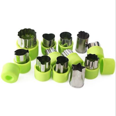 12-Piece Biscuit Mold Stainless Steel Vegetable and Fruit Cutting Shape Set Flower Pattern Childrens Baking Tools