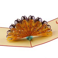 1pcs DIY 3D Beautiful Peacock Painting Postcard Fashion Wedding Greeting Card Home Festive Invitations Wish Card