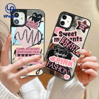 เคส UPaitou สำหรับ iPhone 15 14 13 12 Pro Max X XR Xs Max 8 7 Plus กระจกสีชมพูสีดำเคสโทรศัพท์นิ่ม TPU ฝาครอบป้องกัน