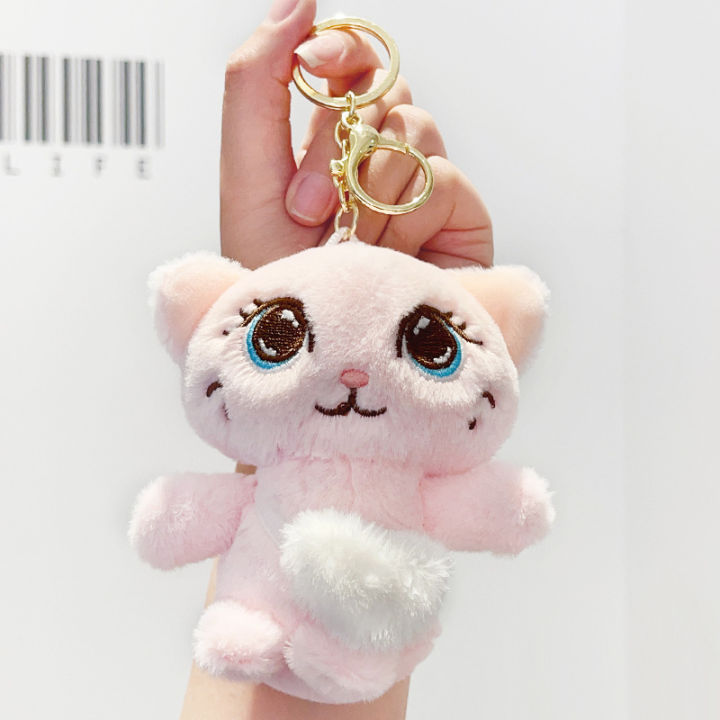 ranghe-พวงกุญแจการ์ตูน-kawaii-plush-ตาแมวใหญ่ตุ๊กตาน่ารักนุ่มยัดไส้ของเล่นกระเป๋านักเรียนเสน่ห์ประณีตอุปกรณ์กุญแจรถ