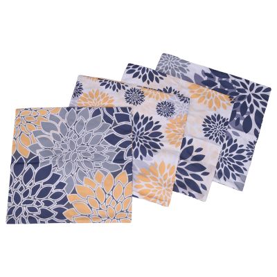 Throw Pillow Covers 18x18 Inch Set of 4,Navy Blue Gold Oversized Flower Geometry Square Pillow Cushion Cases