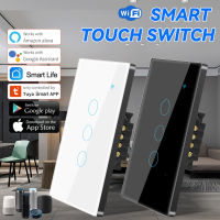 Xixo Store รีโมทคอนโทรลไฟบ้านไร้สายอัจฉริยะ Tuya Touch Wifi สมาร์ทสวิตช์ผนังสำหรับ Light WIFI + RF (ต้องใช้สายไฟเป็นกลาง)