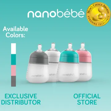 Nanobebe - 2Pk Silicone Baby Bottle 9Oz, White