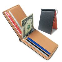 New Fashion Unisex Small Leather Wallet with Money Clip for Man Mini Card Slot Men 39;s Slim Purse Women Metal Clamp Cash Holder