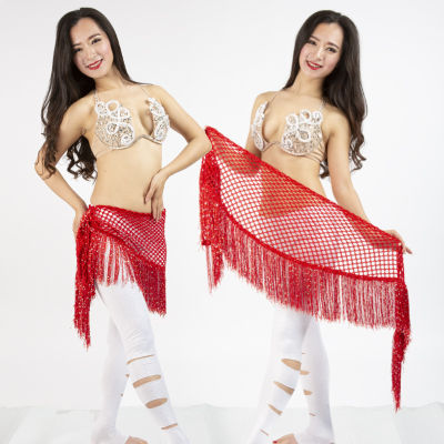ชุดฮาโลวีนระบำหน้าท้องผ้าเช็ดสะโพกชุดการแสดงโซ่เอวผ้าเช็ดสะโพกเลื่อมผ้าเช็ดเอวฝึกเต้นอินเดีย ~
