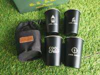 แก้วสแตนเลส อเนกประสงค์ Cool Camp ลายสวย (4 ใบ/ชุด) มาพร้อมถุงเก็บพกพาง่าย by Jeep Camping