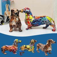 Creative Home Modern Painted Colorful Dachshund Dog Wine Desktop Decor Cabinet Office Crafts Decoration I5D9