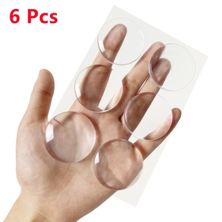 6pcs-transparent-soft-silicone-wall-protector-self-adhesive-door-stopper-silicone-door-handle-muffler-round-buffer-cushion-decorative-door-stops