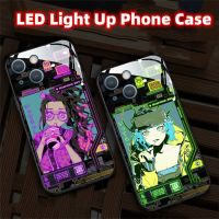 【 Nana Ko Electron】เคสโทรศัพท์ไฟ LED สมาร์ทอนิเมะสุดน่ารักพร้อมพื้นผิวกระจกเทมเปอร์สำหรับ Huawei Mate 50 40 30 Pro P60 P50 P40 Nova 10 9 8 7 SE