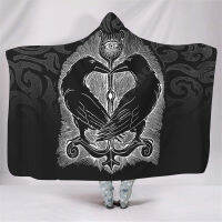 Viking Ravens in Norse Beautiful Bright 3d printed Hooded Blanket child Sherpa Fleece Wearable Blanket Microfiber Bedding