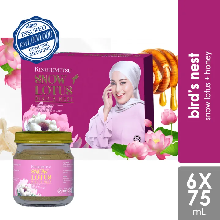 Kinohimitsu Bird's Nest with Honey & Snow Lotus 75ml x 6 (Halal) Exp