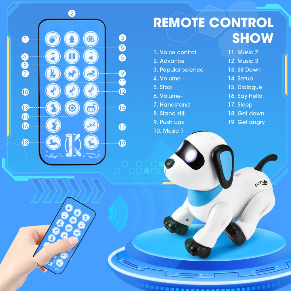 Remote Control Robot Dog Toy, Programmable Smart Interactive Robotic Pets,  Rc Stunt Robot Toys Dog Imitates Animals Music Dancing Handstand Push-up Fo