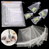 CIYA74581 25/50PCS ลูกอม บรรจุเครื่องประดับ ของชำร่วยคริสต์มาส Organza Gauze ซอง ถุงของขวัญ ถุงสีขาว กระเป๋าหูรูด