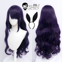 Kitagawa Marin Bunny Girl Cosplay Wig My Dress-Up Darling Cosplay HSIU Dark Purple Long Curly Hair +Free Wig Cap