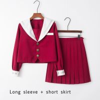 Autumn Japanese School Uniforms For Girls Cute Long-Length Sailor Tops Pleated Skirt Full Sets Cosplay JK Costume Series