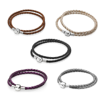 Pan-Style celet Women s925 Sterling Silver Loose Beads Double Loop Single Loop Leather Cord Basic celet 2022 Trend Persona