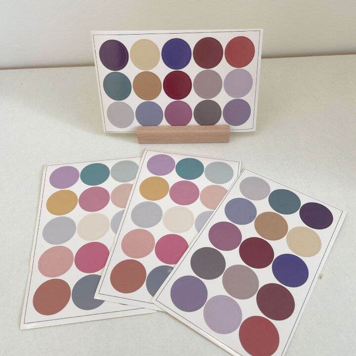 o-urhome-พร้อมส่ง-insสติ๊กเกอร์จุดสี-color-dot-stickers-สติกเกอร์ปิดผนึกสี-morandi-สติกเกอร์บัญชีมือ-สติกเกอร์การ์ดติดผนัง-สติกเกอร์ภาพ-สติกเกอร์-diy