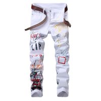 Denim Designer MOTO White Black BIKE Straight Jeans MenS 28-38 40 42 2022 Autumn Spring HIP HOP Punk Rock Streetwear Trouers MMJ0003