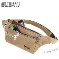 【Ready Stock】 ﹍ C23 SUGAW wanita lelaki Fanny Pack pinggang Belt Bag kanvas perjalanan berkhemah Hiking Pocket Belly Pouch untuk syiling telefon kasual beg bahu dada